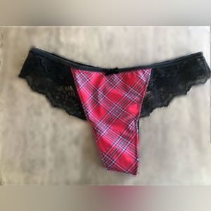 VS Dream Angel's Floral Plaid Fishnet Thong